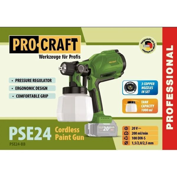 Акумуляторний фарбопульт Procraft PSE24 (з акб 20/3 та зп) 030289/3 фото