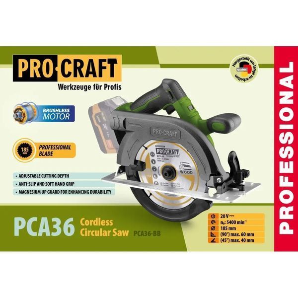 Акумуляторна дискова пила Procraft PCA36 (з акб 20/4 та зп) d185 2852460822 фото